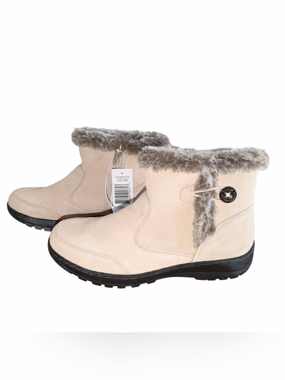 Khombu Iris Winter Snow Boots Womens 9 Cream Faux Fur Waterproof Ankle NWT - Picture 5 of 8